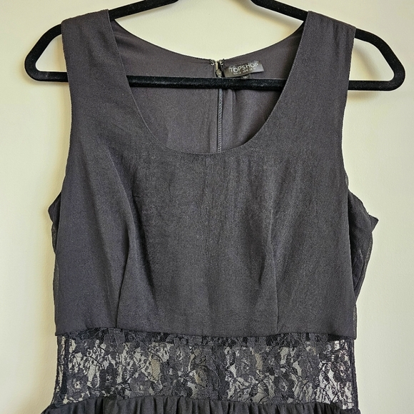 Topshop Black Dress with Lace Accent, US 6 - Picture 3 of 6